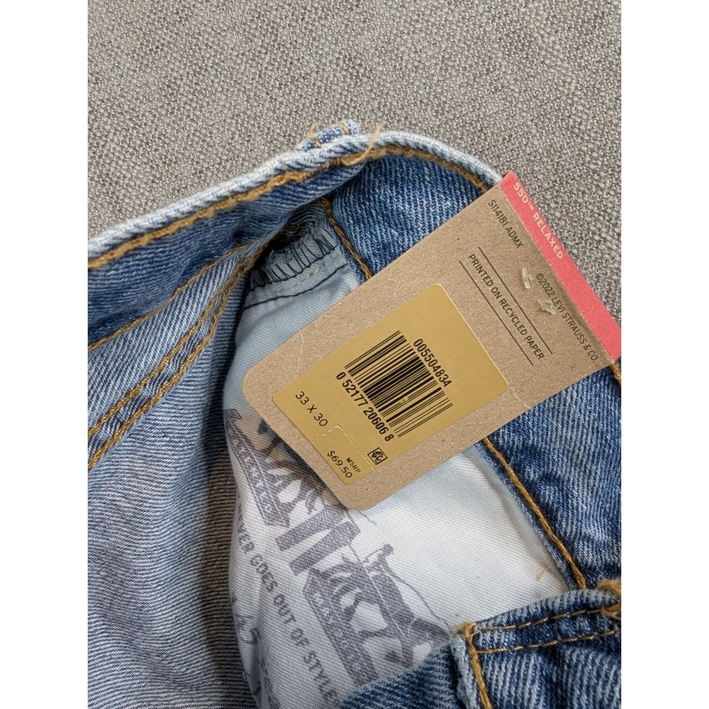 NWT Levis Jeans Mens 33x30 Light Blue 550 Relaxed Straight Denim Pants Casual - Picture 10 of 12